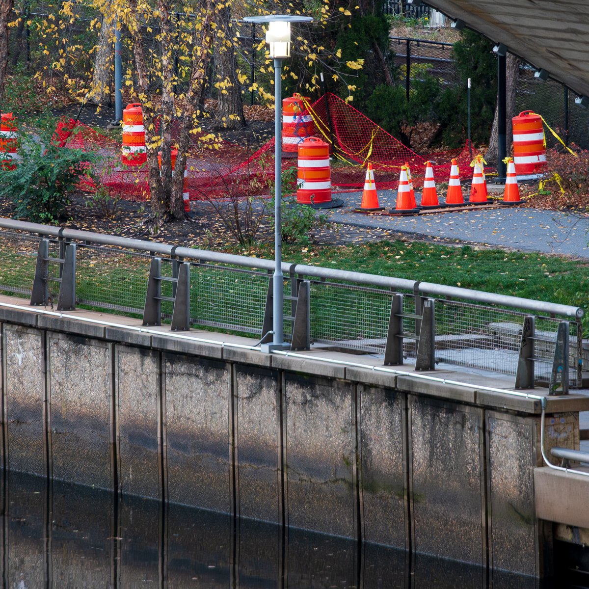 Sinkhole on the Center City section of the Schuylkill River Trail